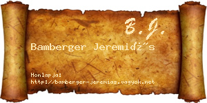Bamberger Jeremiás névjegykártya